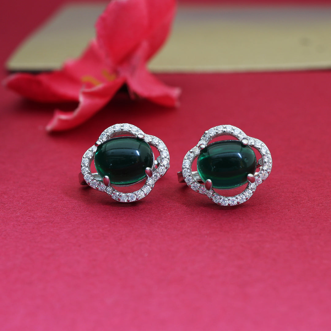 925 Silver Emerald Earrings for Women | Gemstone Jewelry