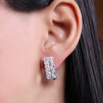 Load image into Gallery viewer, Silver Cubic Zirconia Leverback Earrings | Elegant Women&#39;s Jewelry
