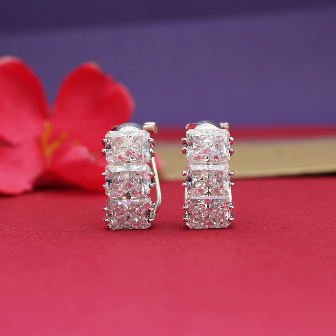 Silver Cubic Zirconia Leverback Earrings | Elegant Women's Jewelry