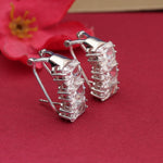 Load image into Gallery viewer, Silver Cubic Zirconia Leverback Earrings | Elegant Women&#39;s Jewelry
