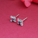 Load image into Gallery viewer, 925 Silver Stud Earrings with Purple Gemstones | For Women
