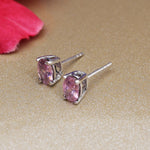 Load image into Gallery viewer, Pink Sapphire Stud Earrings in Sterling Silver | For Women
