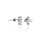 Load image into Gallery viewer, Silver Cubic Zirconia Stud Earrings | Flower Design | For Women
