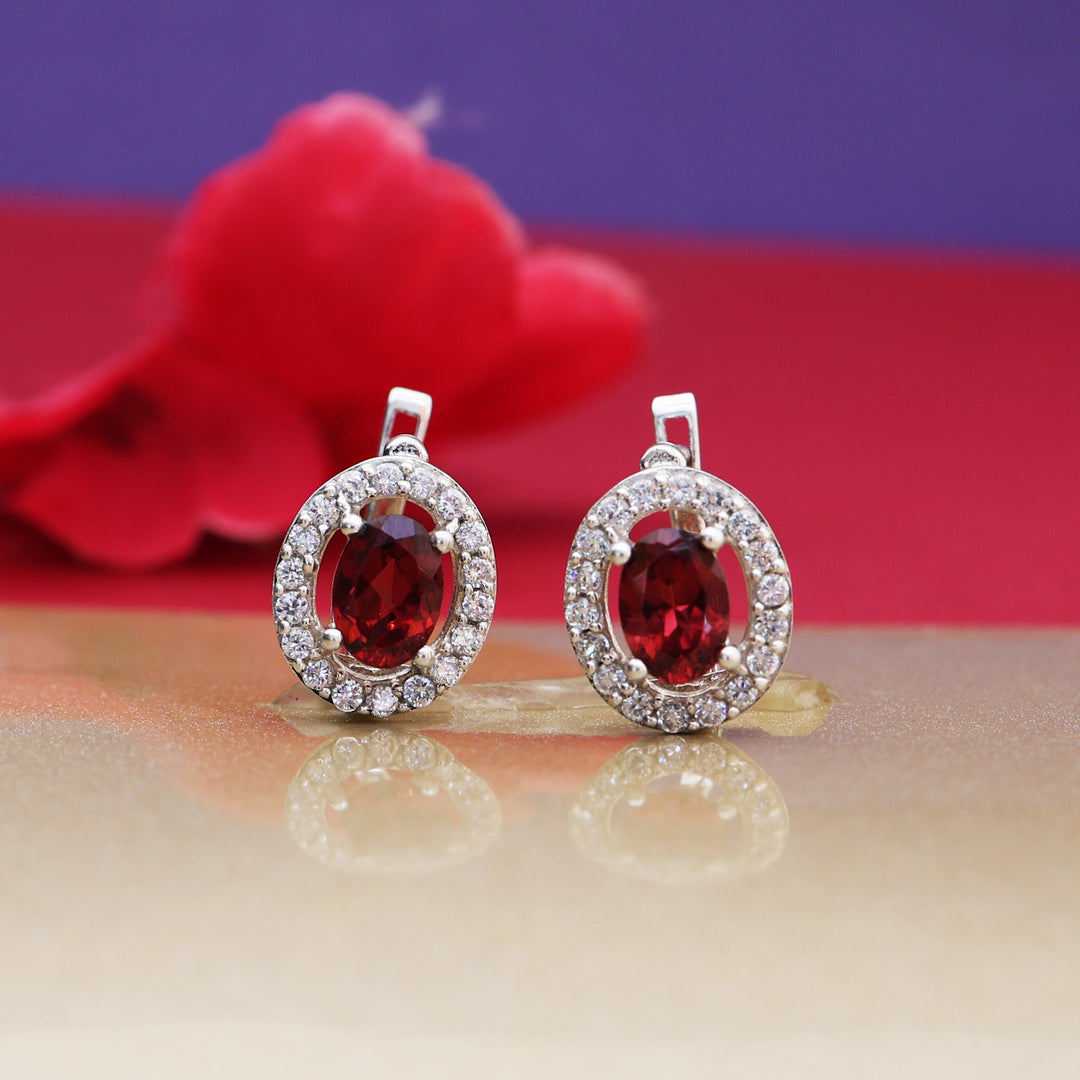 925 Silver Ruby Stud Earrings for Women | Gift Jewelry
