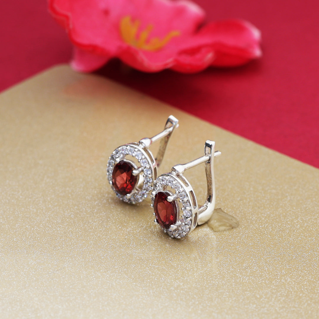925 Silver Ruby Stud Earrings for Women | Gift Jewelry