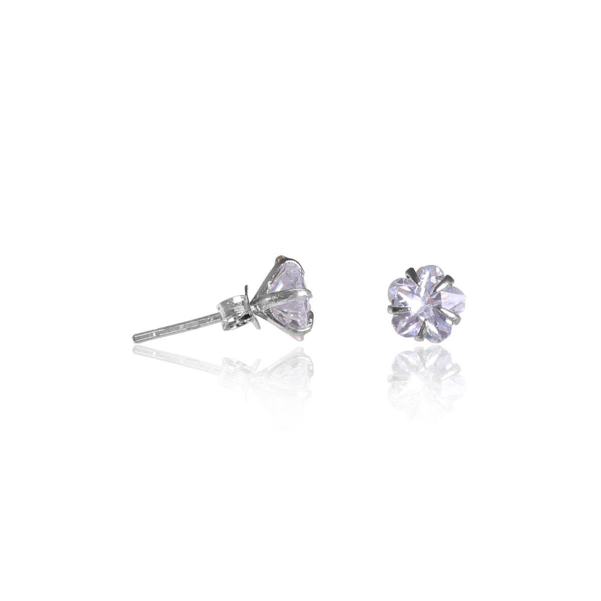 Silver stud earrings with clear cubic zirconia | women's jewelry gift