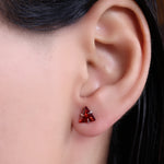 Load image into Gallery viewer, 925 Silver Garnet Trillion Stud Earrings for Women | Gift
