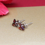 Load image into Gallery viewer, 925 Silver Garnet Trillion Stud Earrings for Women | Gift
