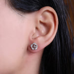 Load image into Gallery viewer, 925 Silver Flower Stud Earrings | Diamond-Cut | Women's Gift
