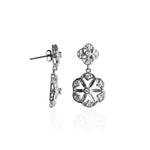 Load image into Gallery viewer, Silver Flower Earrings with Diamonds for Women | Dangle Earrings
