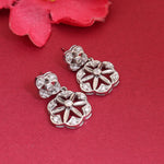 Load image into Gallery viewer, Silver Flower Earrings with Diamonds for Women | Dangle Earrings
