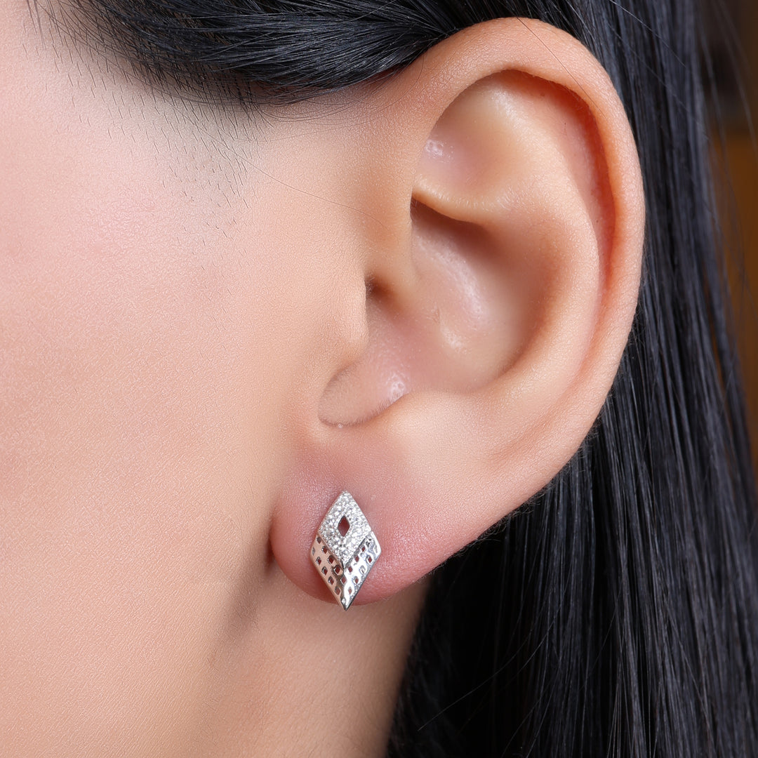 925 Silver Diamond Stud Earrings for Women | Gift Jewelry