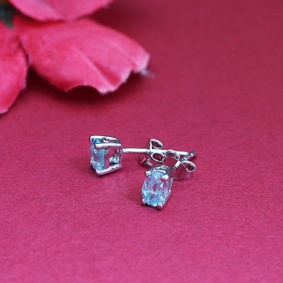 925 Silver Blue Topaz Stud Earrings for Women | Gift Jewelry