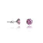 Load image into Gallery viewer, Silver Pink Stud Earrings | Cubic Zirconia | Women&#39;s Jewelry Gift
