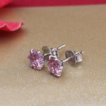 Load image into Gallery viewer, Silver Pink Stud Earrings | Cubic Zirconia | Women&#39;s Jewelry Gift

