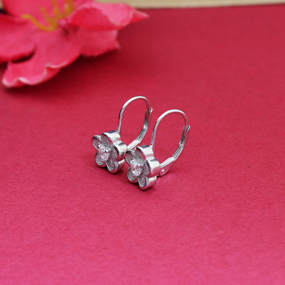 925 Silver Flower Leverback Earrings for Women | Floral Jewelry
