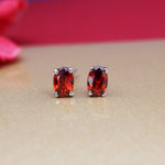 Load image into Gallery viewer, 925 Silver Garnet Stud Earrings for Women | Gemstone Jewelry
