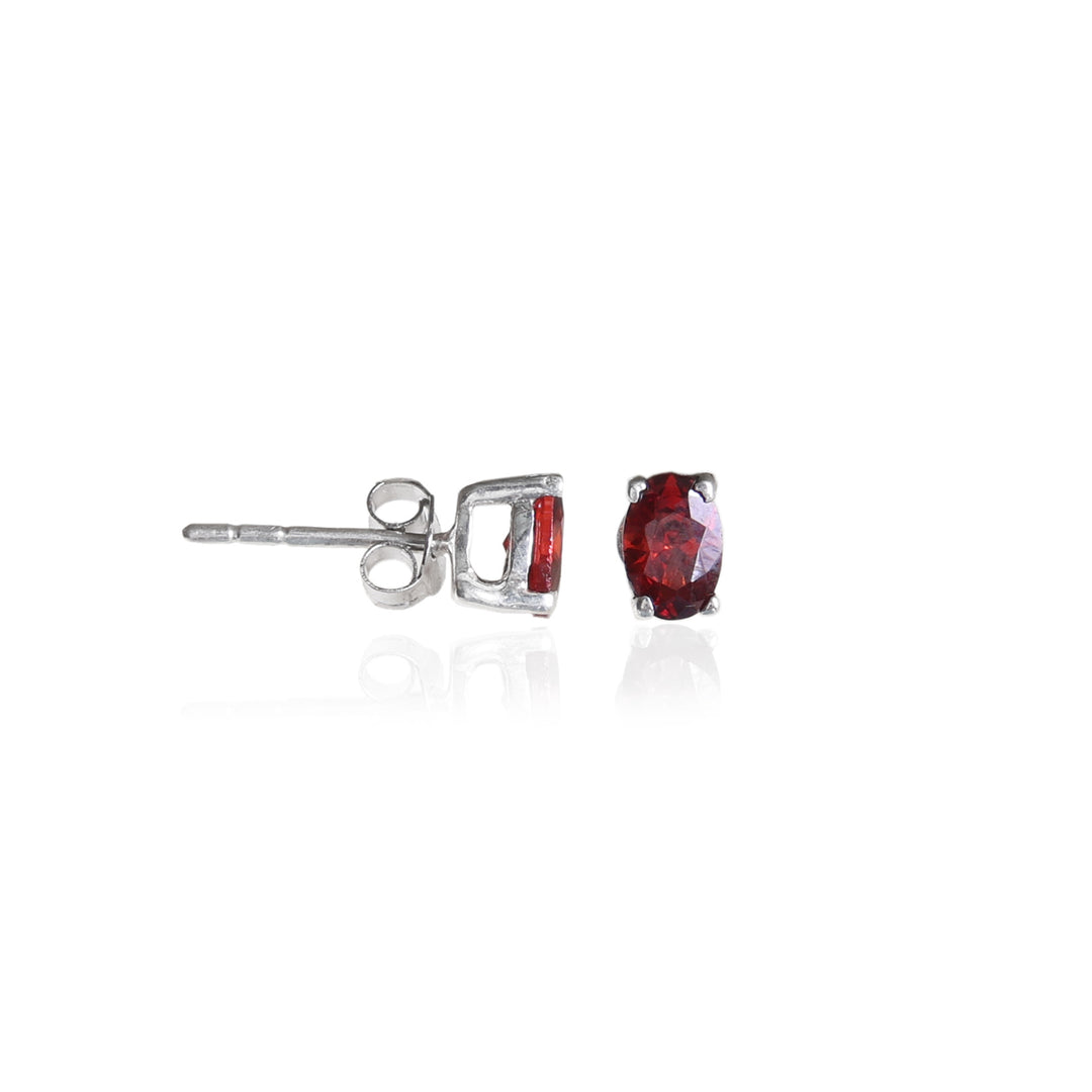 925 Silver Garnet Stud Earrings for Women | Gemstone Jewelry