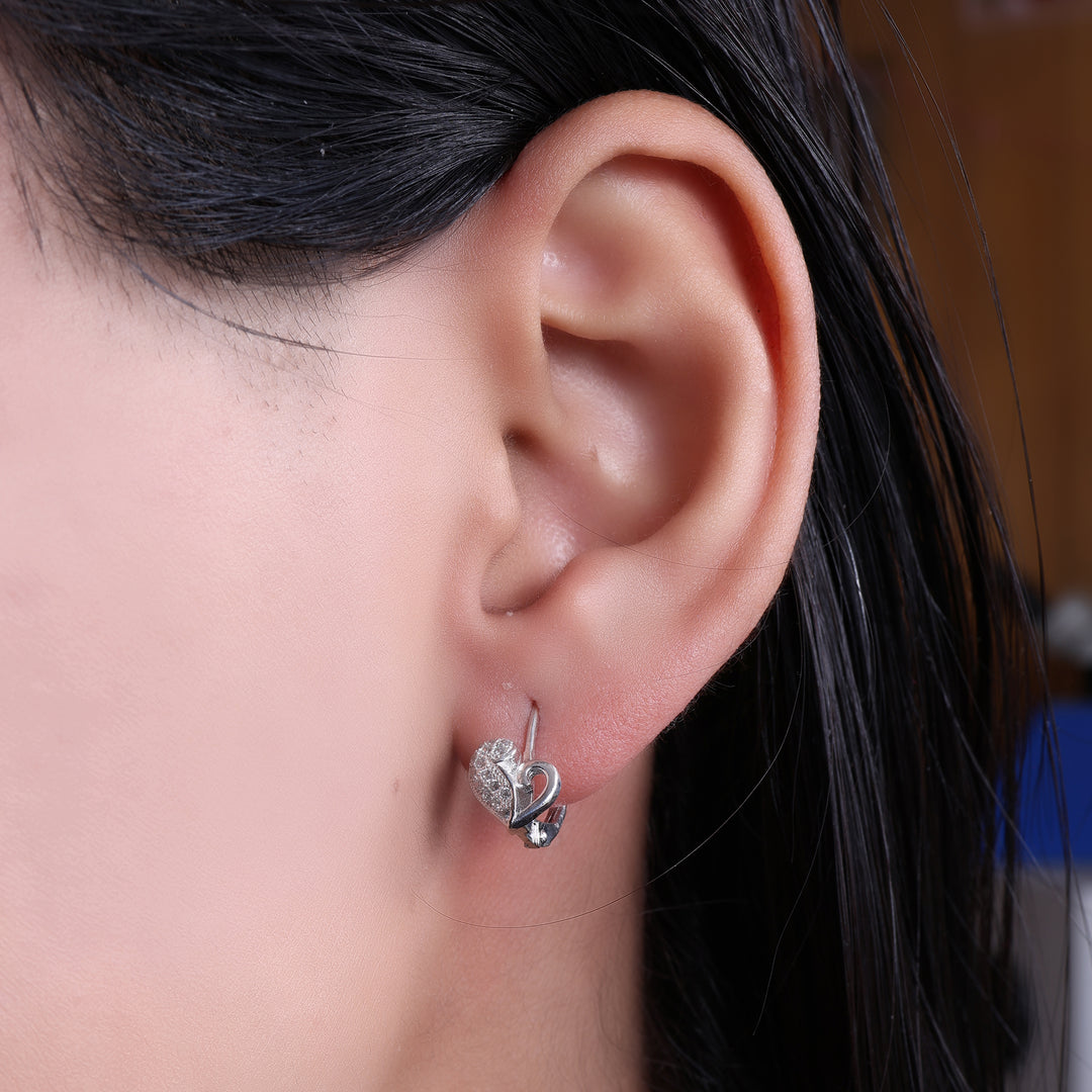 925 Silver Heart Leverback Earrings for Women | Daily Wear Gift