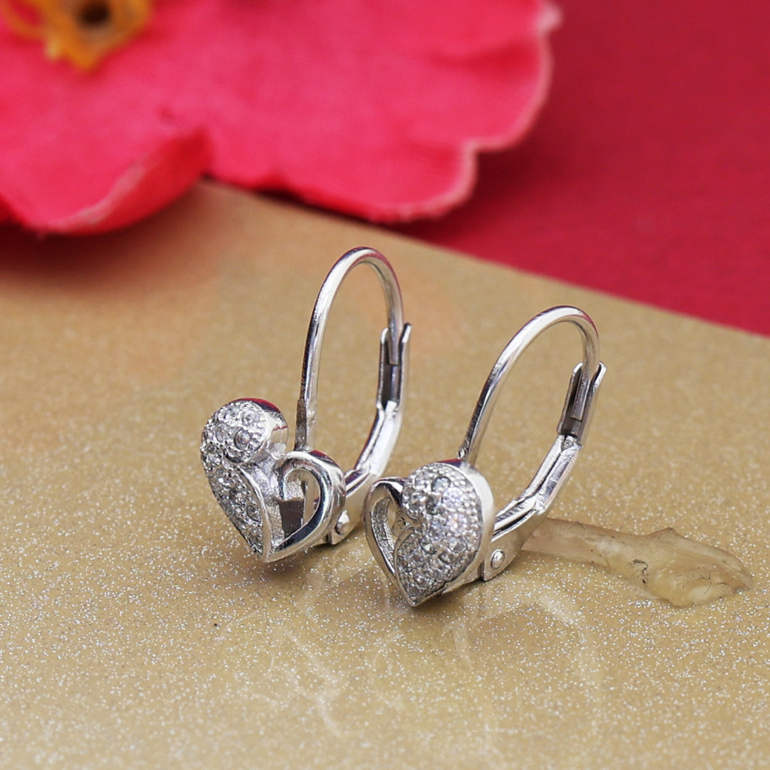 925 Silver Heart Leverback Earrings for Women | Daily Wear Gift
