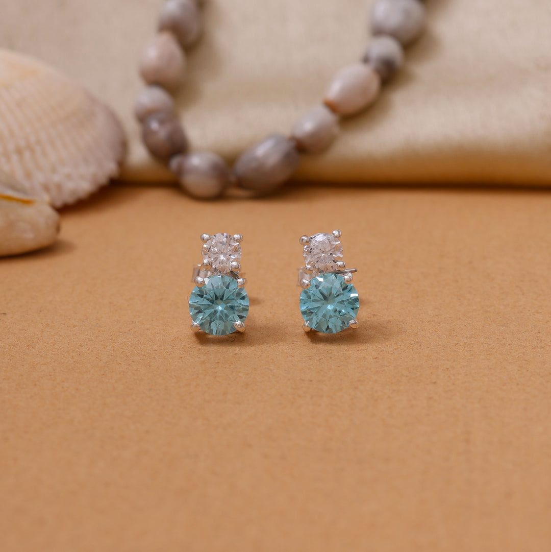 Silver Aquamarine Stud Earrings for Women | Gift Jewelry