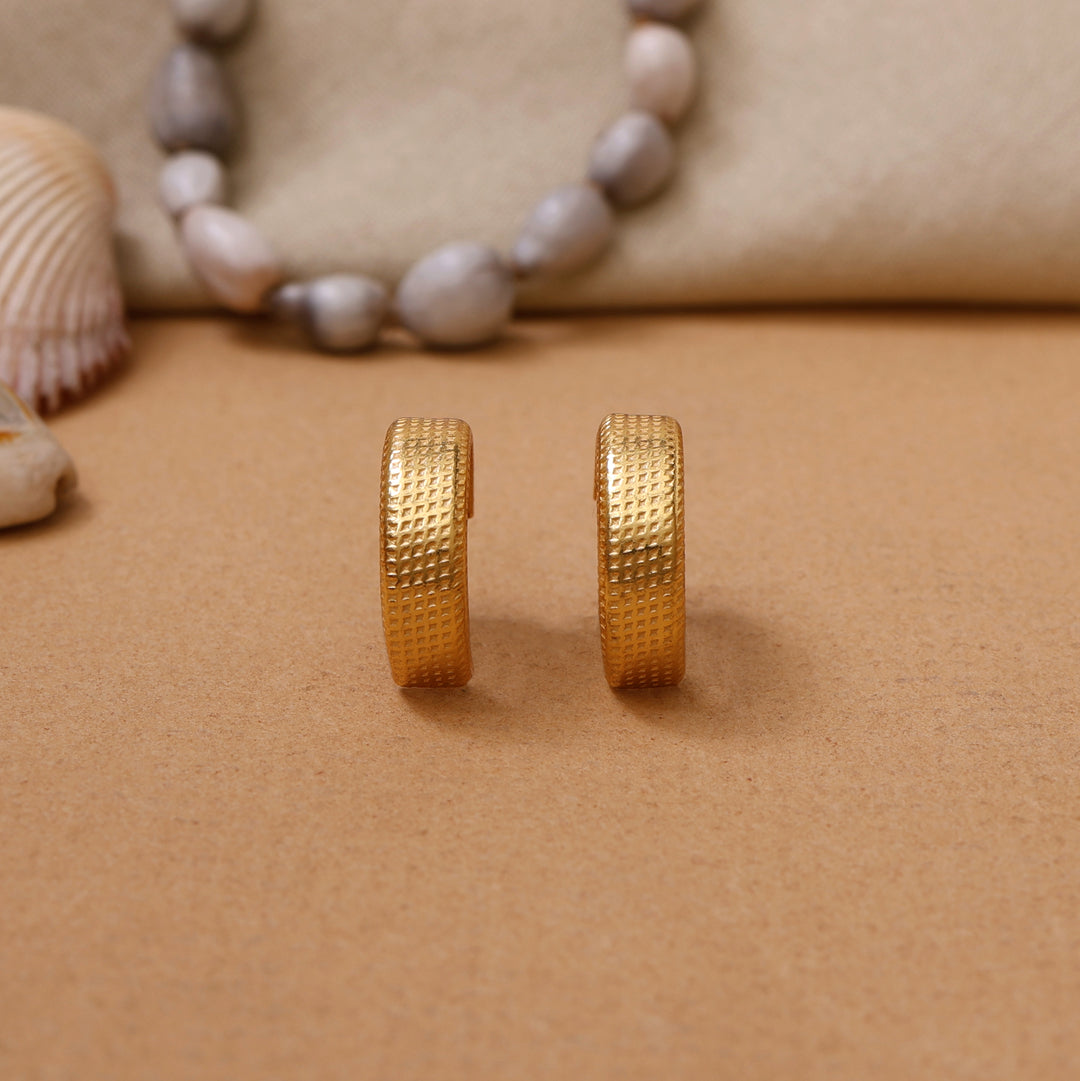 gold plating Textured Rectangular Earrings for Women | Daily Wear