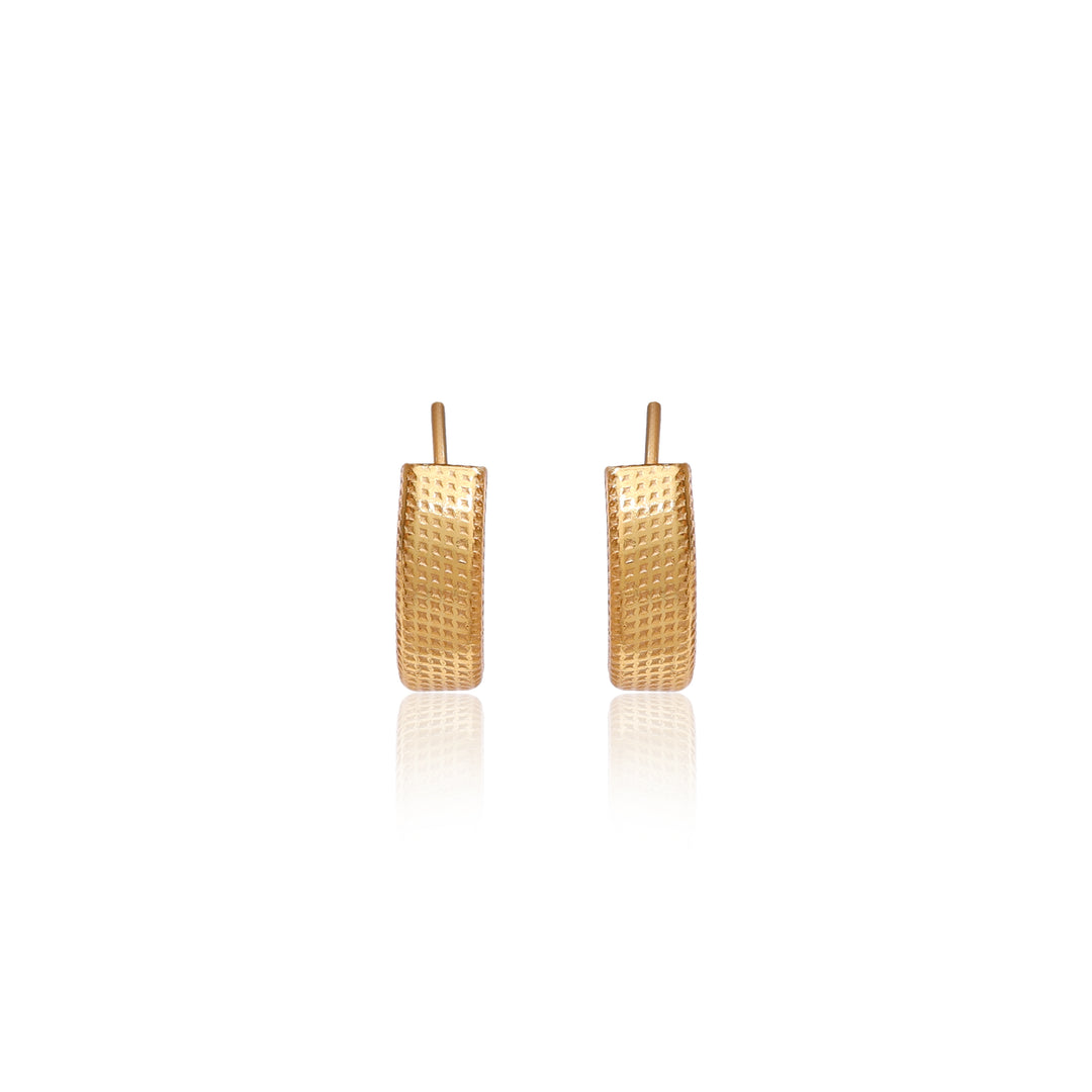 gold plating Textured Rectangular Earrings for Women | Daily Wear