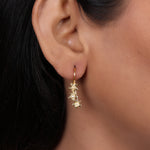 Load image into Gallery viewer, gold plating Flower Drop Earrings with Diamonds | Women's Jewelry Gift
