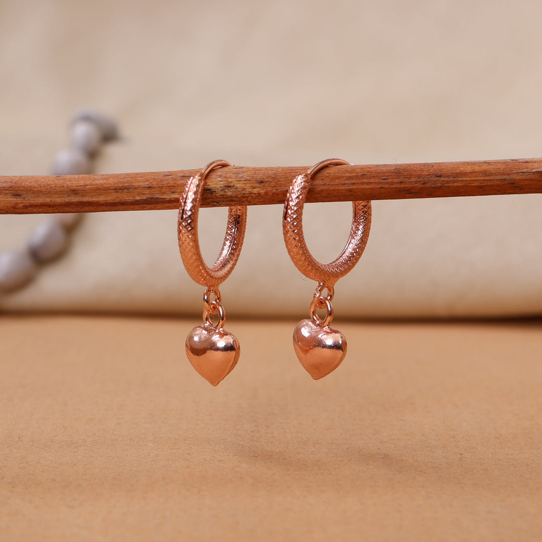 Rose gold plating Heart Hoop Earrings for Women | Dangle Jewelry