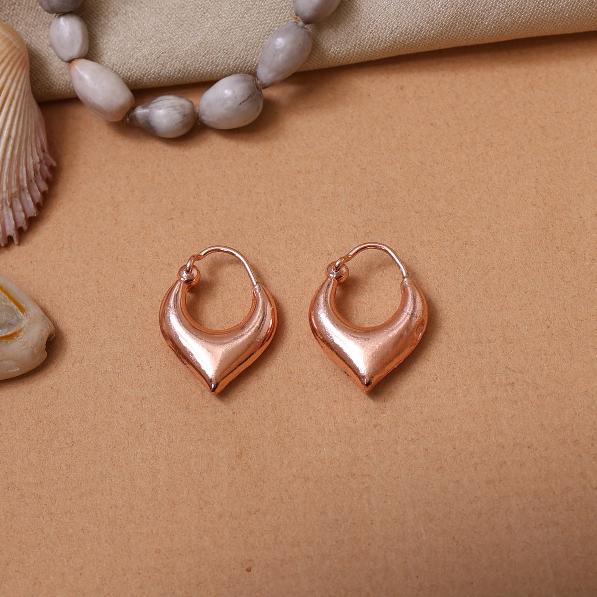 Rose gold plating teardrop hoop earrings for women | dainty jewelry