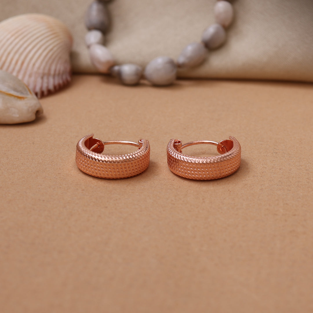 Rose gold plating Textured Hoop Earrings for Women | Daily Wear