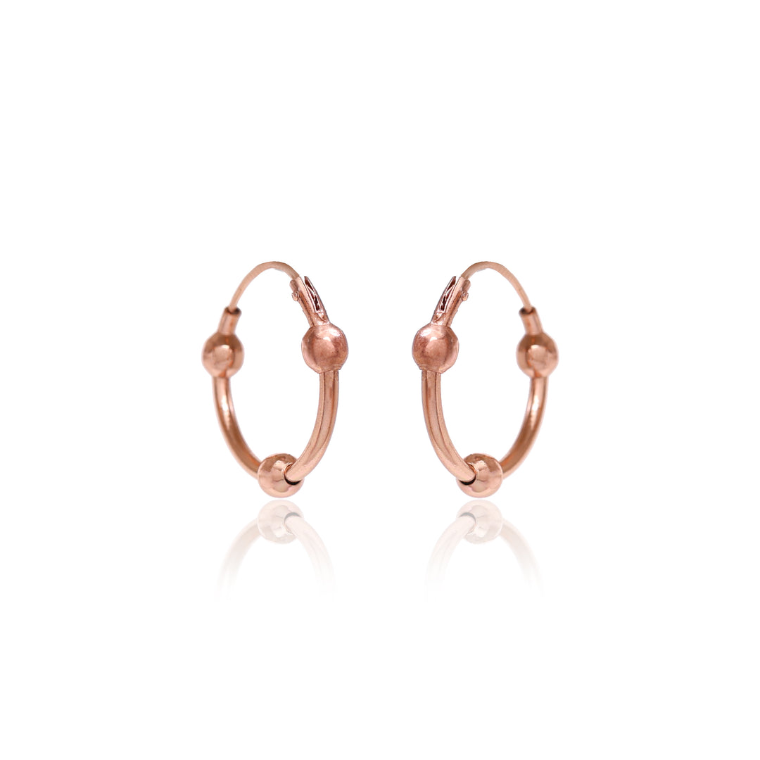 Rose gold plating Hoop Earrings with Ball Charm | Women's Jewelry Gift