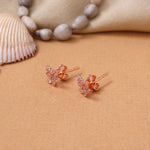 Load image into Gallery viewer, Rose gold plating Bow Stud Earrings with Crystals | Gift for Her
