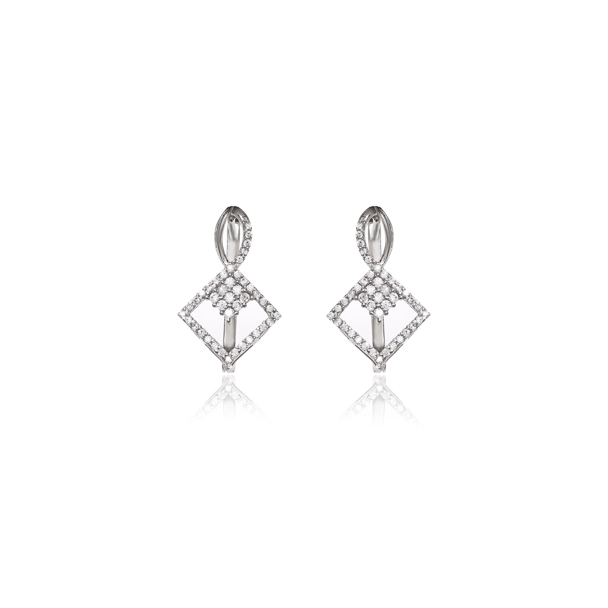 Silver diamond earrings for women | dazzling jewelry gift