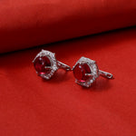 Load image into Gallery viewer, Ruby Stud Earrings with Diamond Halo | Women's Gift Jewelry
