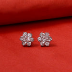 Load image into Gallery viewer, Silver Flower Stud Earrings | Cubic Zirconia | Daily Wear
