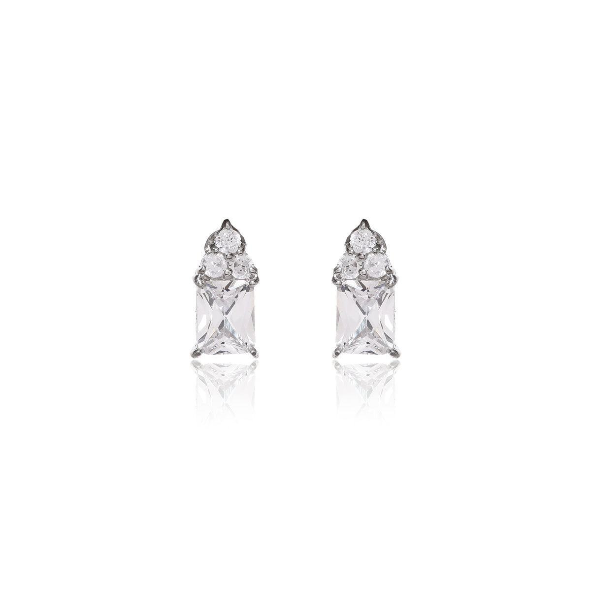 Silver stud earrings with cubic zirconia | for women | gift
