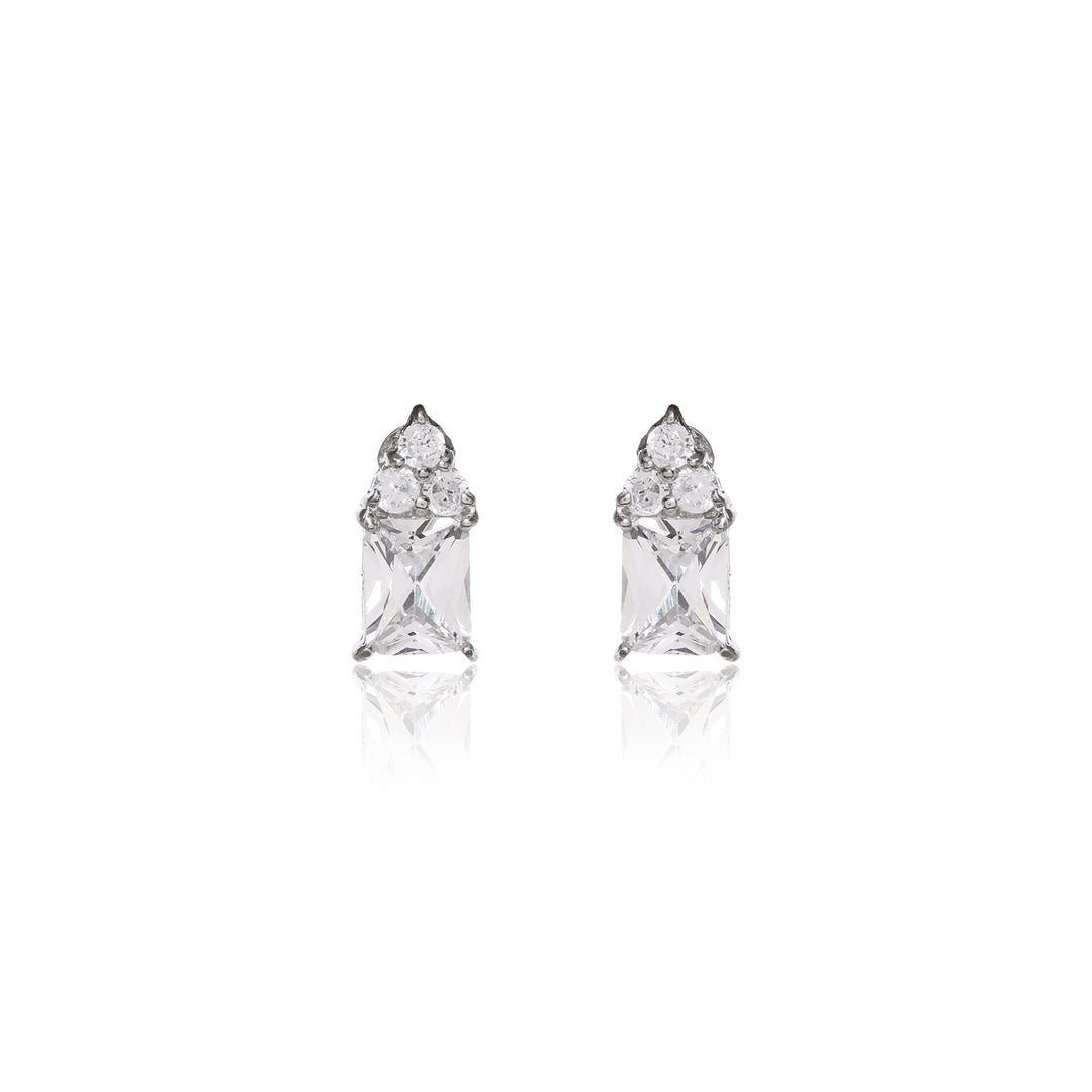 Silver Stud Earrings with Cubic Zirconia | For Women | Gift