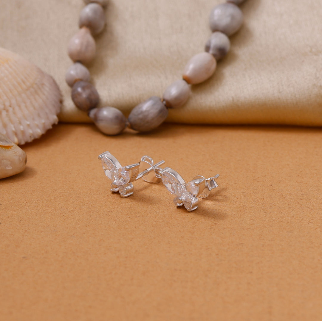 925 Silver Butterfly Stud Earrings | Cubic Zirconia | For Women
