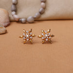 Load image into Gallery viewer, gold plating Floral Stud Earrings with Diamonds | Women's Jewelry Gift
