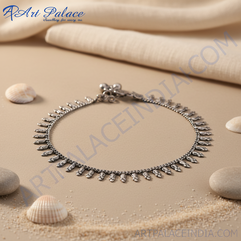 925 sterling silver anklet with delicate design and intricate detailing, a perfect gift for women.