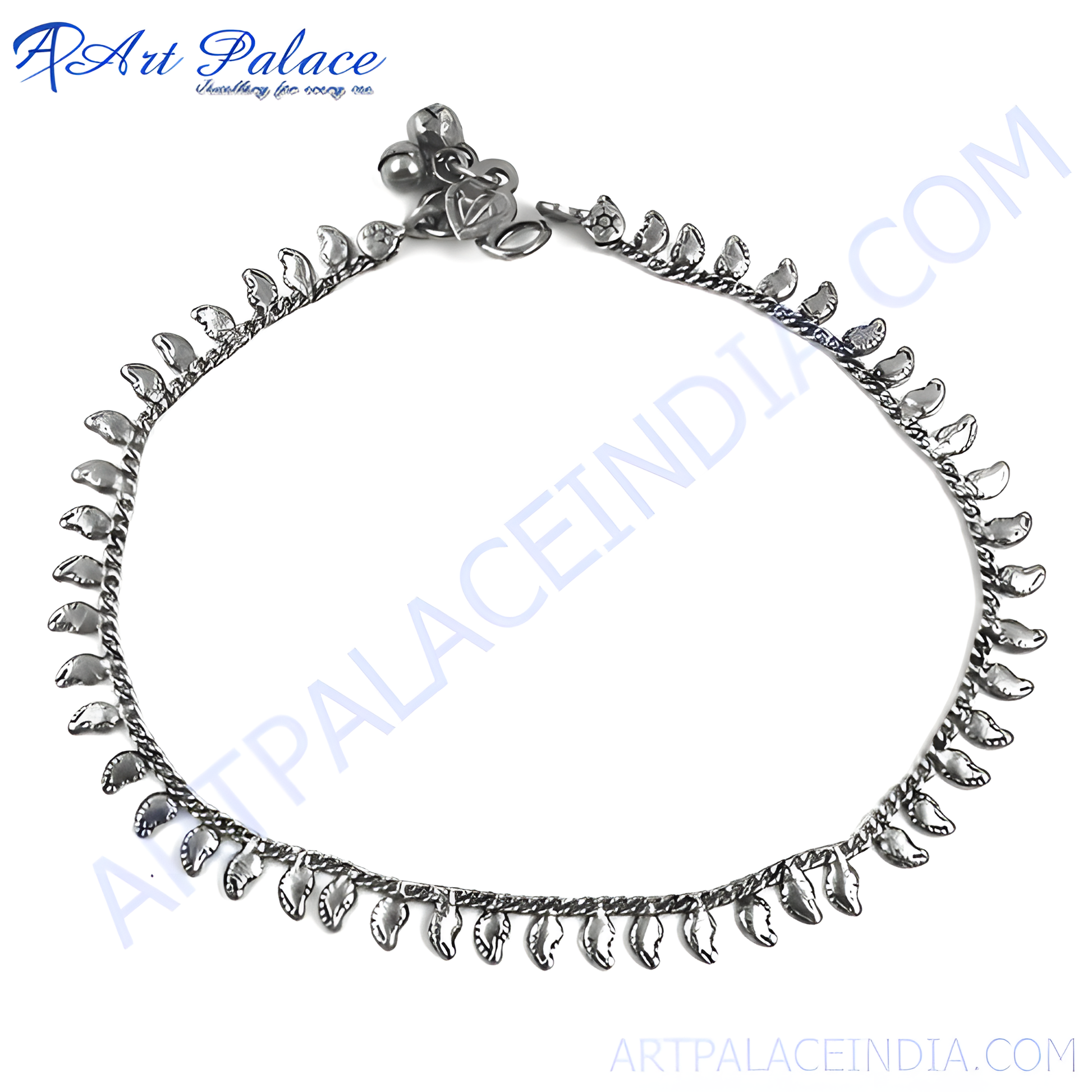 925 sterling silver leaf anklet with a delicate design for women.