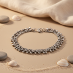 Load image into Gallery viewer, Sterling silver anklet with ball detailing, perfect for women&#39;s fashion and everyday wear.
