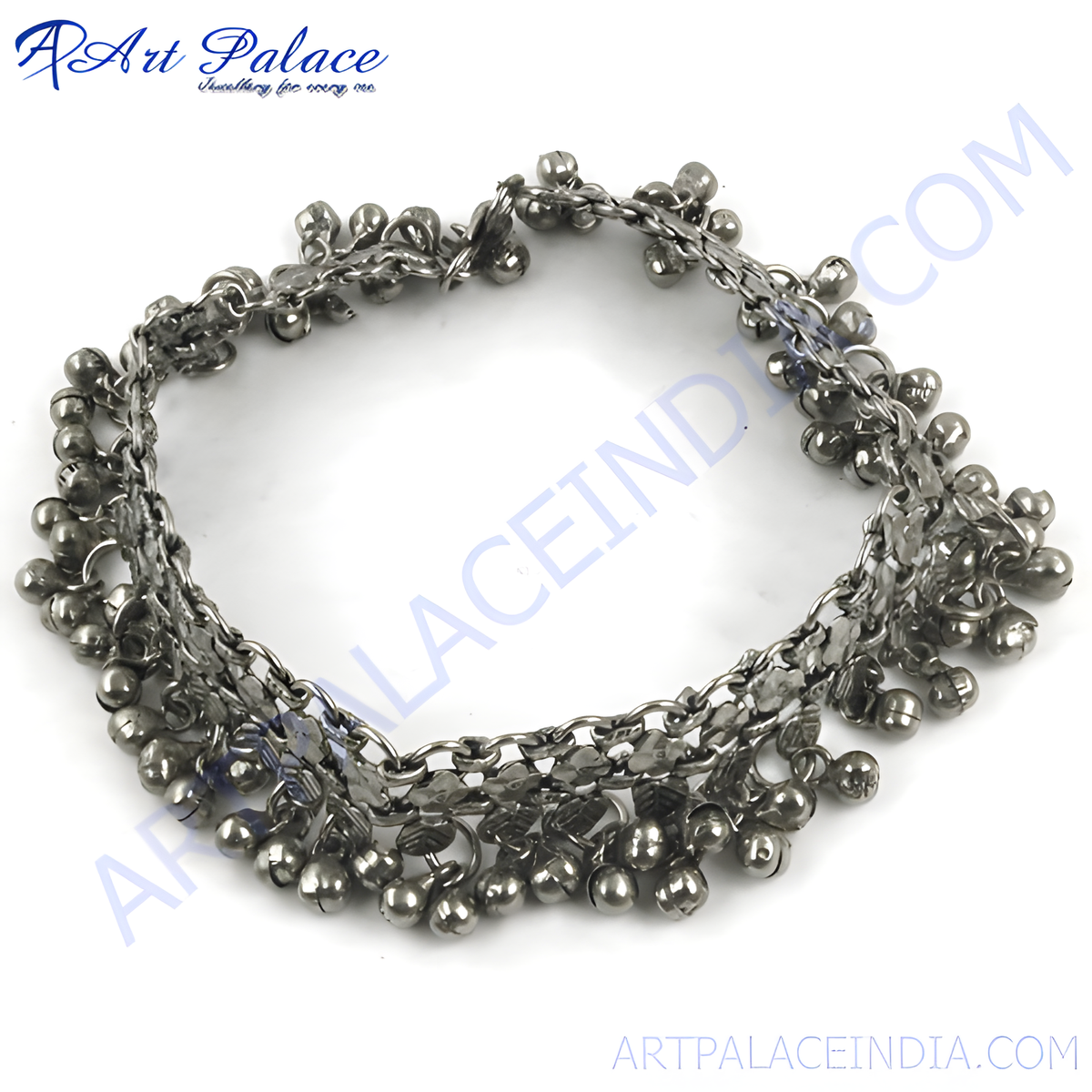 Silver anklet with bells for women | bohemian style jewelry