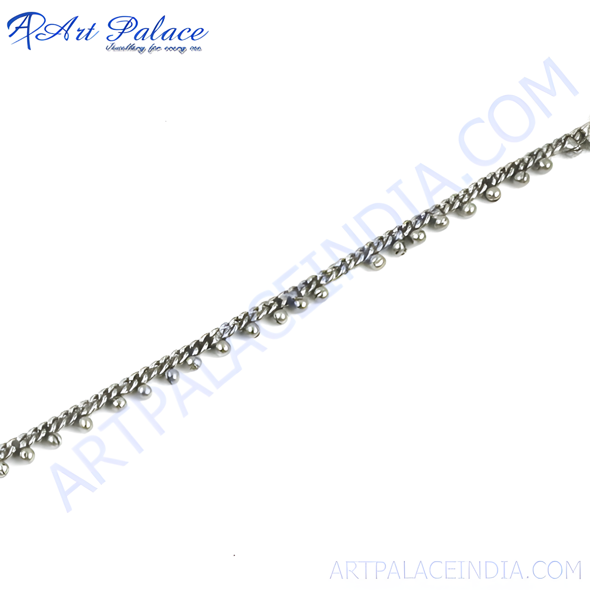 Silver anklet with dainty beads | women's foot jewelry