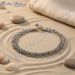 Load image into Gallery viewer, 925 sterling silver floral design anklet on white background

