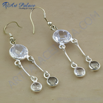 Load image into Gallery viewer, 925 Silver White Quartz Dangle Earrings | For Women | Gift
