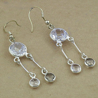 925 Silver White Quartz Dangle Earrings | For Women | Gift