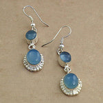 Load image into Gallery viewer, 925 Silver Blue Chalcedony Drop Earrings for Women | Gift
