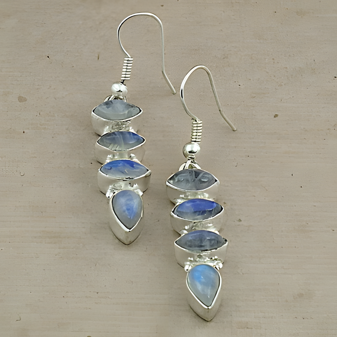 925 Silver Moonstone Drop Earrings for Women | Dangle Jewelry